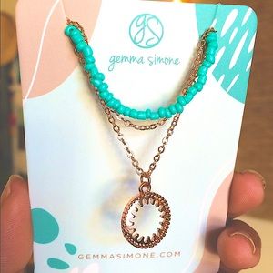 ˚ Gemma Simone turquoise and gold necklace set ˚